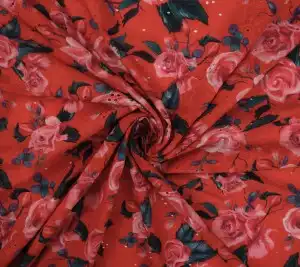 Batyst bawełniany haftowany – róże