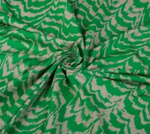 Bawełna popelina elastyczna zielony wzór Resztka 80 cm x 145 cm