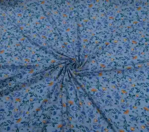 Wiskoza sukienkowa - kwiaty z borderem Resztka 30 cm x 140 cm
